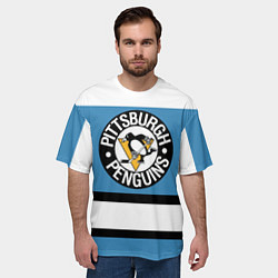 Футболка оверсайз мужская Pittsburgh Penguins: White, цвет: 3D-принт — фото 2
