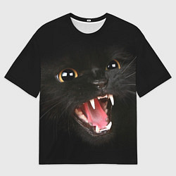 Футболка оверсайз мужская Черный кот, цвет: 3D-принт