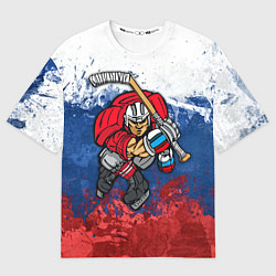 Футболка оверсайз мужская Русский хоккеист, цвет: 3D-принт