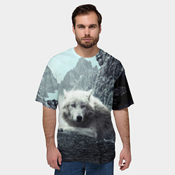 Футболка оверсайз мужская Волк в горах, цвет: 3D-принт — фото 2