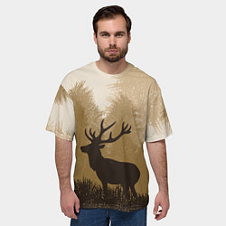 Футболка оверсайз мужская Олень на охоте, цвет: 3D-принт — фото 2