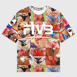 Футболка оверсайз мужская Волейбол скрытые знаки FIVB, цвет: 3D-принт