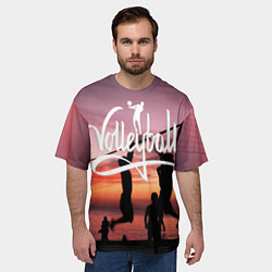 Футболка оверсайз мужская Пляжный волейбол на закате, цвет: 3D-принт — фото 2
