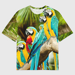 Футболка оверсайз мужская Попугаи на ветке, цвет: 3D-принт
