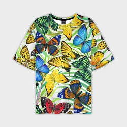 Мужская футболка оверсайз Тропические бабочки