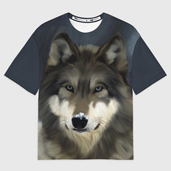 Футболка оверсайз мужская Зимний волк, цвет: 3D-принт