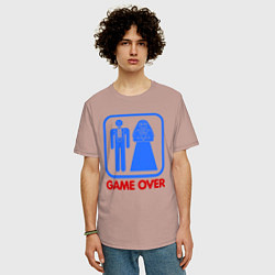 Футболка оверсайз мужская Game over, цвет: пыльно-розовый — фото 2