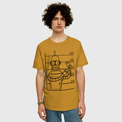 Футболка оверсайз мужская Bender Wanted, цвет: горчичный — фото 2