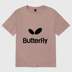 Футболка оверсайз мужская Butterfly Logo, цвет: пыльно-розовый