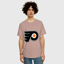 Футболка оверсайз мужская Philadelphia Flyers, цвет: пыльно-розовый — фото 2