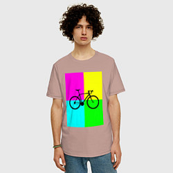 Футболка оверсайз мужская Велосипед фикс, цвет: пыльно-розовый — фото 2
