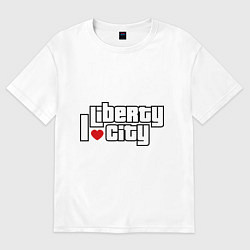 Футболка оверсайз мужская I love Liberty city, цвет: белый