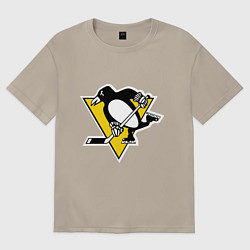 Футболка оверсайз мужская Pittsburgh Penguins: Malkin 71, цвет: миндальный