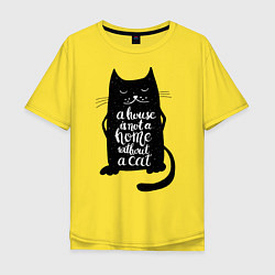 Футболка оверсайз мужская Черный кот, цвет: желтый