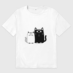 Футболка оверсайз мужская Удивленные коты, цвет: белый