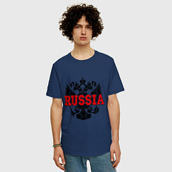 Футболка оверсайз мужская Russia Coat, цвет: тёмно-синий — фото 2