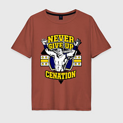 Футболка оверсайз мужская Never Give Up: Cenation, цвет: кирпичный