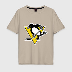 Футболка оверсайз мужская Pittsburgh Penguins, цвет: миндальный