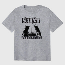 Футболка оверсайз мужская Санкт-Петербург, цвет: меланж