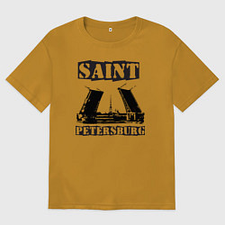 Футболка оверсайз мужская Санкт-Петербург, цвет: горчичный