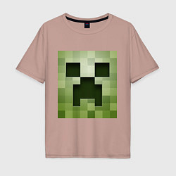 Футболка оверсайз мужская Мinecraft creeper, цвет: пыльно-розовый