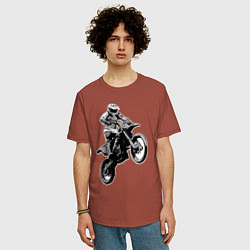 Футболка оверсайз мужская Мотокросс, цвет: кирпичный — фото 2