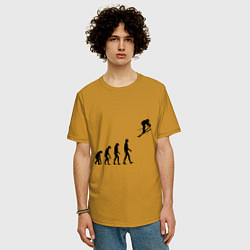 Футболка оверсайз мужская Эволюция лыжник, цвет: горчичный — фото 2