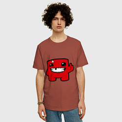 Футболка оверсайз мужская Super Meat Boy, цвет: кирпичный — фото 2