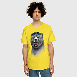 Футболка оверсайз мужская Медведь в очках, цвет: желтый — фото 2