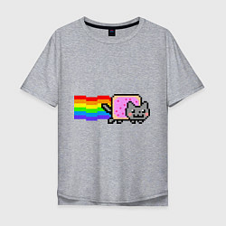 Футболка оверсайз мужская Nyan Cat, цвет: меланж