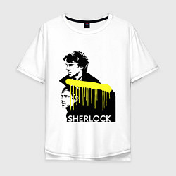 Футболка оверсайз мужская Sherlock: Yellow line, цвет: белый