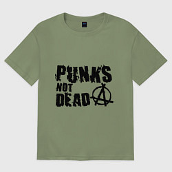 Футболка оверсайз мужская Punks not dead, цвет: авокадо