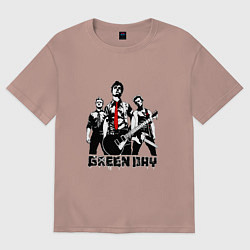 Футболка оверсайз мужская Группа Green Day, цвет: пыльно-розовый