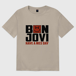 Футболка оверсайз мужская Bon Jovi: Nice day, цвет: миндальный