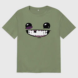 Футболка оверсайз мужская Super Meat Boy: Face, цвет: авокадо