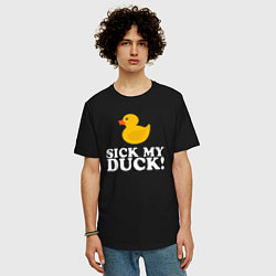 Футболка оверсайз мужская Sick my duck!, цвет: черный — фото 2