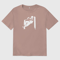 Футболка оверсайз мужская Street Workout - выход силой белый, цвет: пыльно-розовый