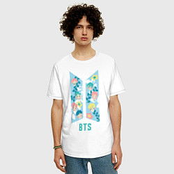 Футболка оверсайз мужская BTS Army Floral, цвет: белый — фото 2