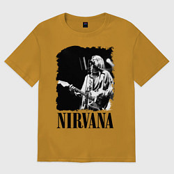 Футболка оверсайз мужская Black Nirvana, цвет: горчичный