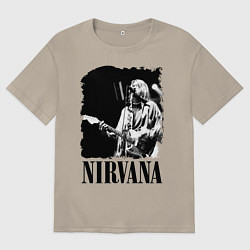 Футболка оверсайз мужская Black Nirvana, цвет: миндальный