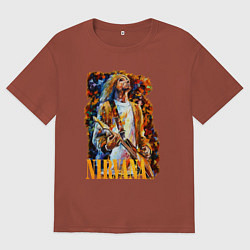 Футболка оверсайз мужская Cobain Art, цвет: кирпичный