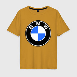 Футболка оверсайз мужская Logo BMW, цвет: горчичный