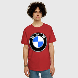 Футболка оверсайз мужская Logo BMW, цвет: красный — фото 2