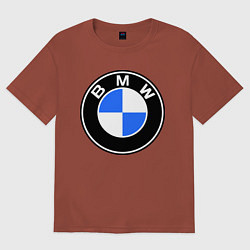 Футболка оверсайз мужская Logo BMW, цвет: кирпичный
