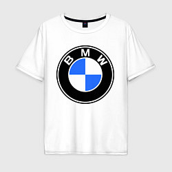 Футболка оверсайз мужская Logo BMW, цвет: белый