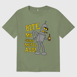 Футболка оверсайз мужская Bite my shunny metal ass, цвет: авокадо