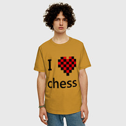 Футболка оверсайз мужская I love chess, цвет: горчичный — фото 2