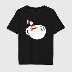 Футболка оверсайз мужская Red Cuphead, цвет: черный