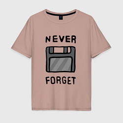 Футболка оверсайз мужская Never Forget, цвет: пыльно-розовый