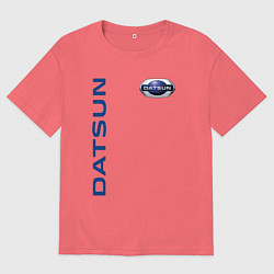 Футболка оверсайз мужская Datsun логотип с эмблемой, цвет: коралловый